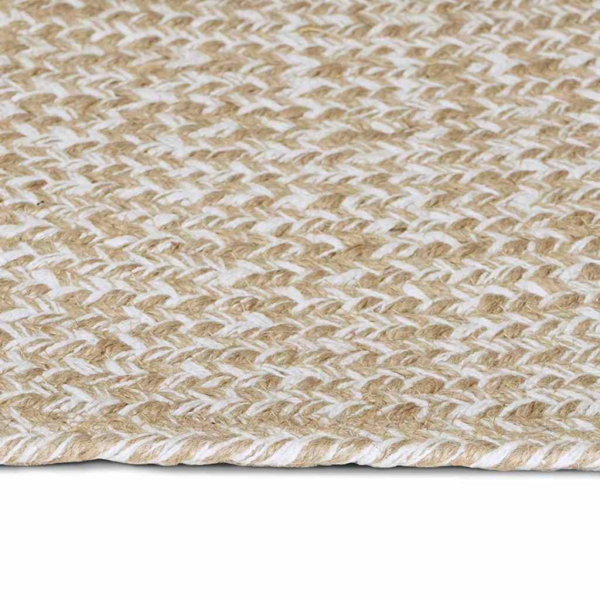 vidaXL Χαλιά χώρου Φυσικό και Λευκό 120 x 170 cm Γιούτα