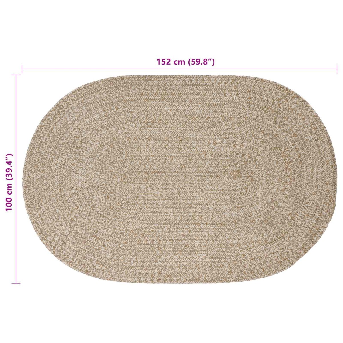 vidaXL Χαλιά χώρου Λευκό 100 x 152 εκ. Γιούτα
