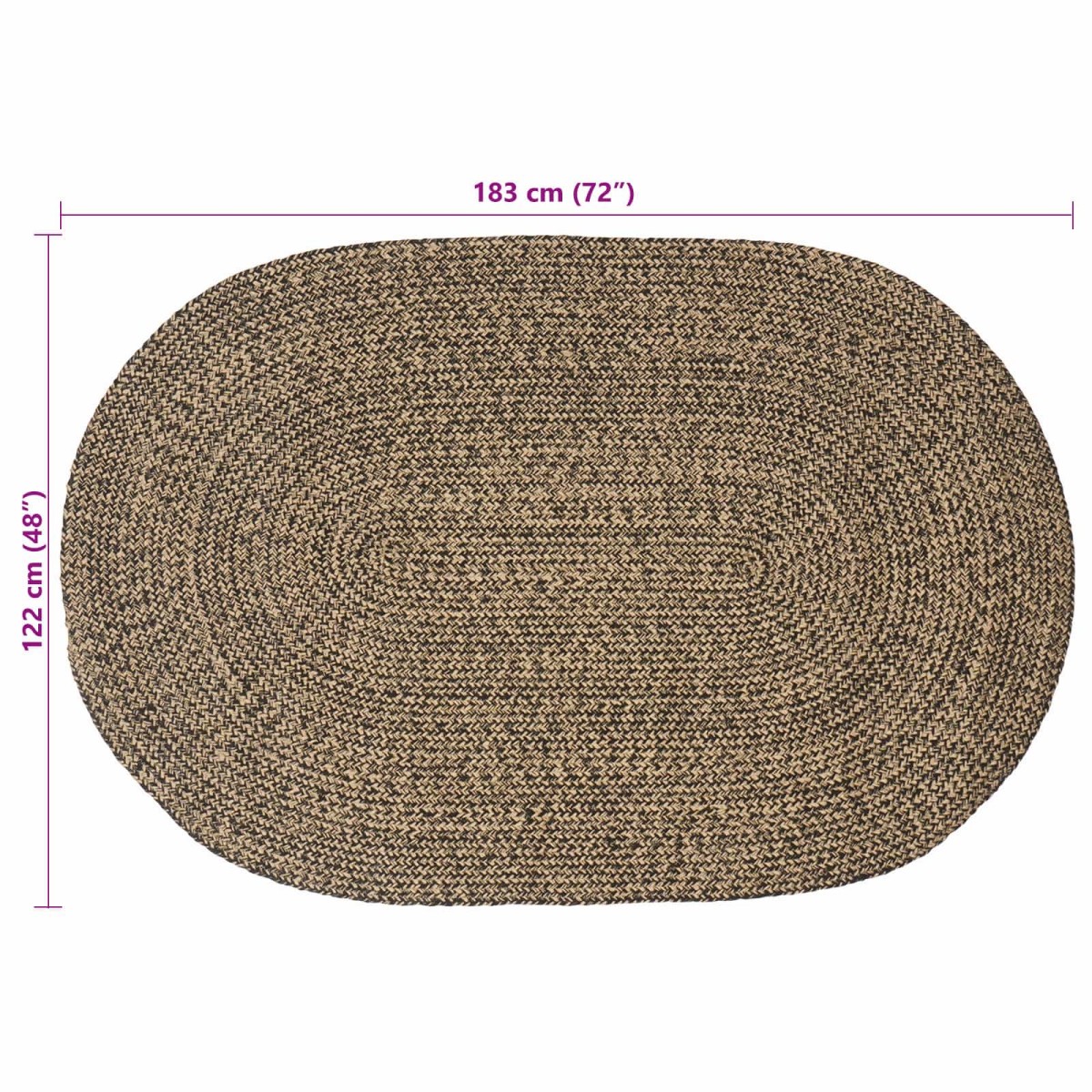 vidaXL Χαλιά χώρου Μαύρο 122 x 183 cm Γιούτα