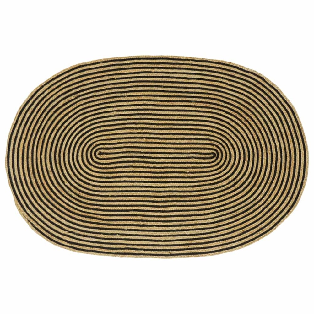 vidaXL Χαλιά χώρου Φυσικό και Μαύρο 122 x 183 cm Γιούτα