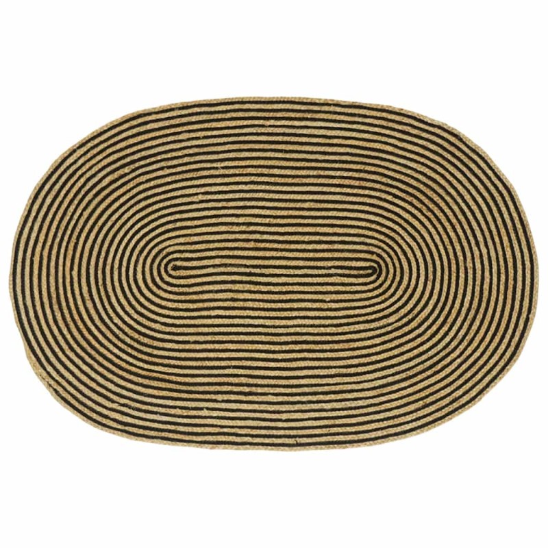 vidaXL Χαλιά χώρου Φυσικό και Μαύρο 122 x 183 cm Γιούτα