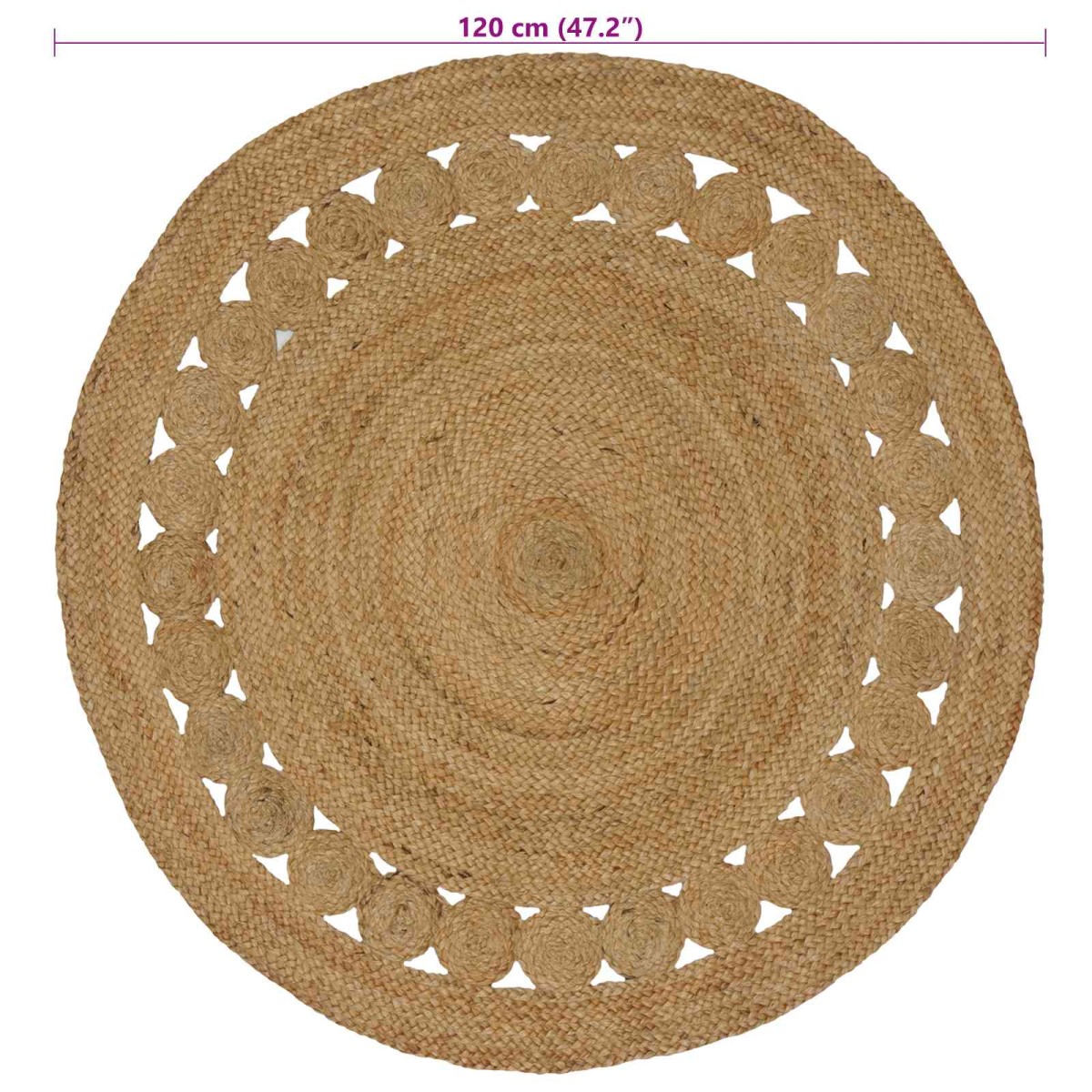 vidaXL Χαλιά χώρου Φυσικό Ø 120 cm Γιούτα
