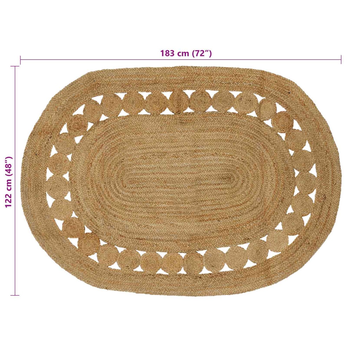 vidaXL Χαλιά χώρου Φυσικό 122 x 183 cm Γιούτα