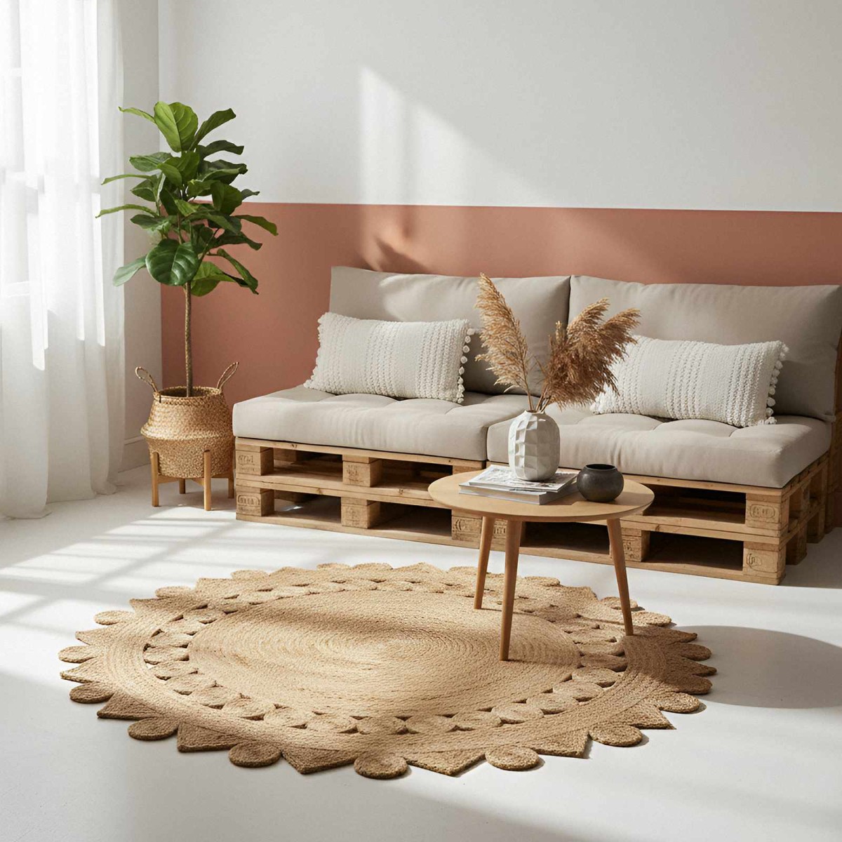 vidaXL Χαλιά χώρου Φυσικό Ø 210 cm Γιούτα