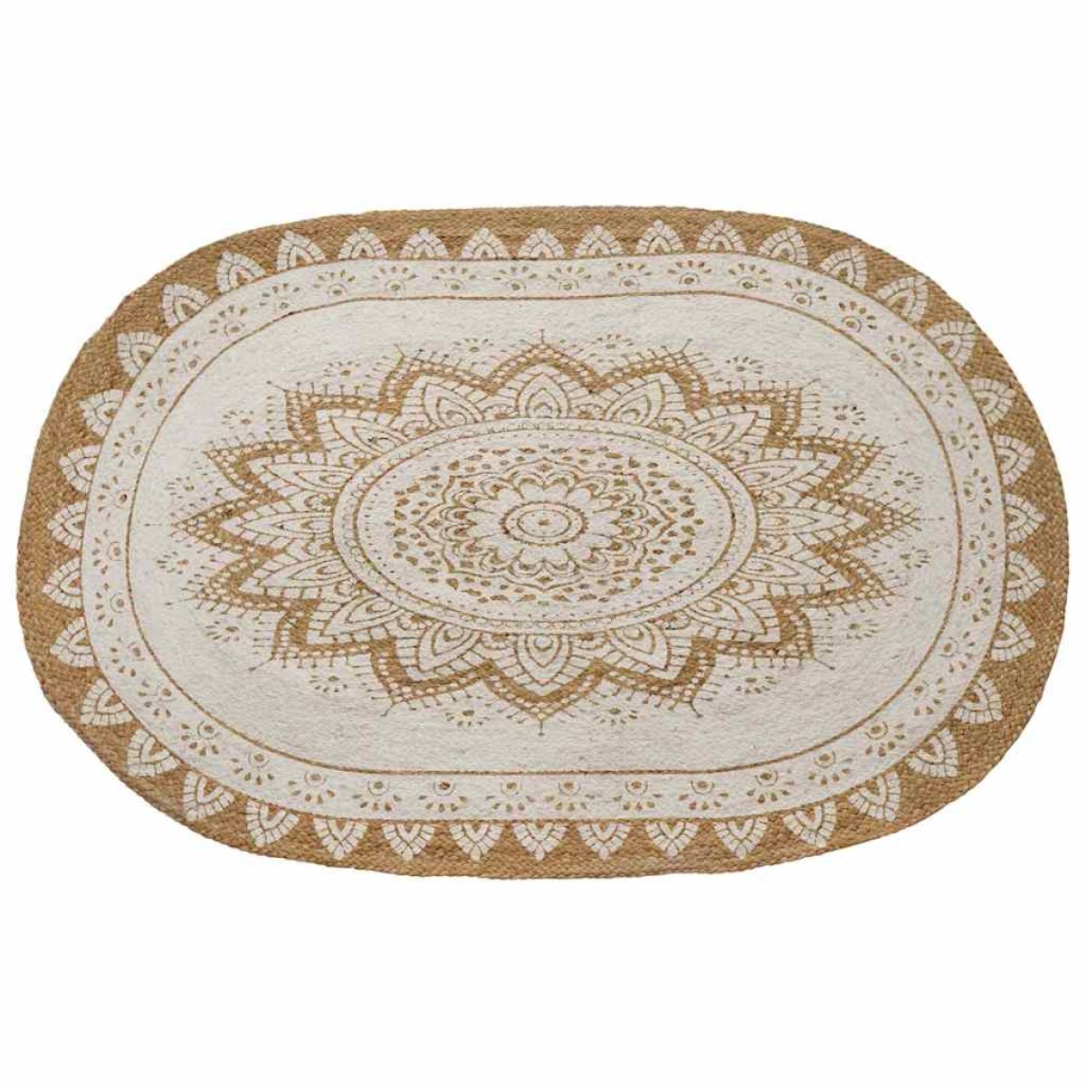 vidaXL Χαλιά χώρου Floral Φυσικό με Λευκή Εκτύπωση 100 x 152 εκ.