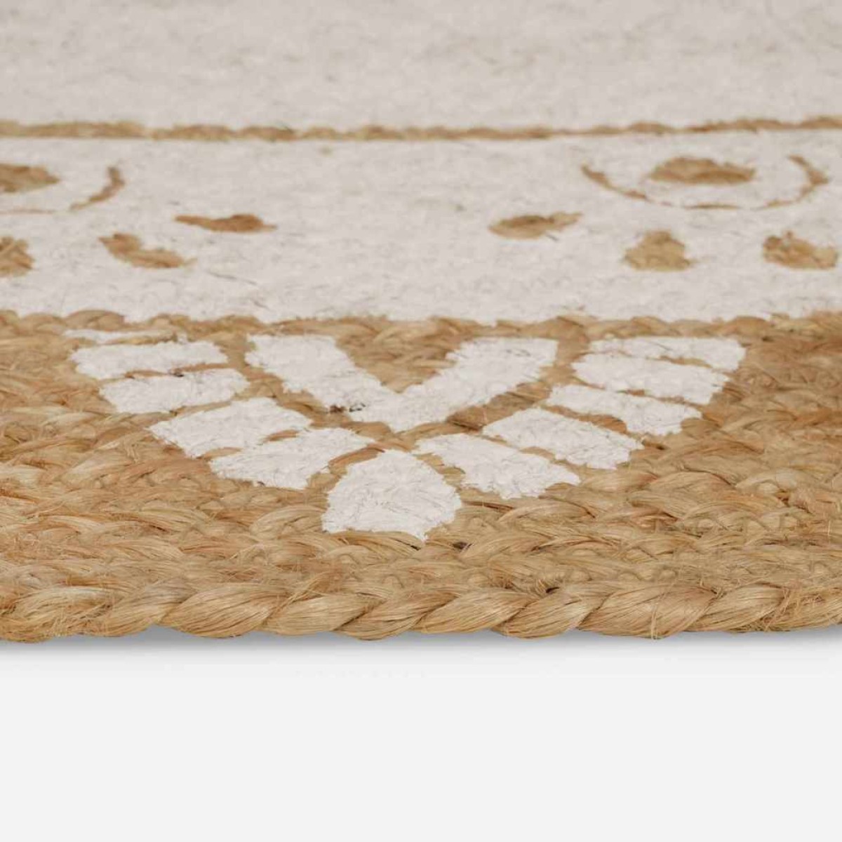 vidaXL Χαλιά χώρου Floral Φυσικό με Λευκή Εκτύπωση 100 x 152 εκ.