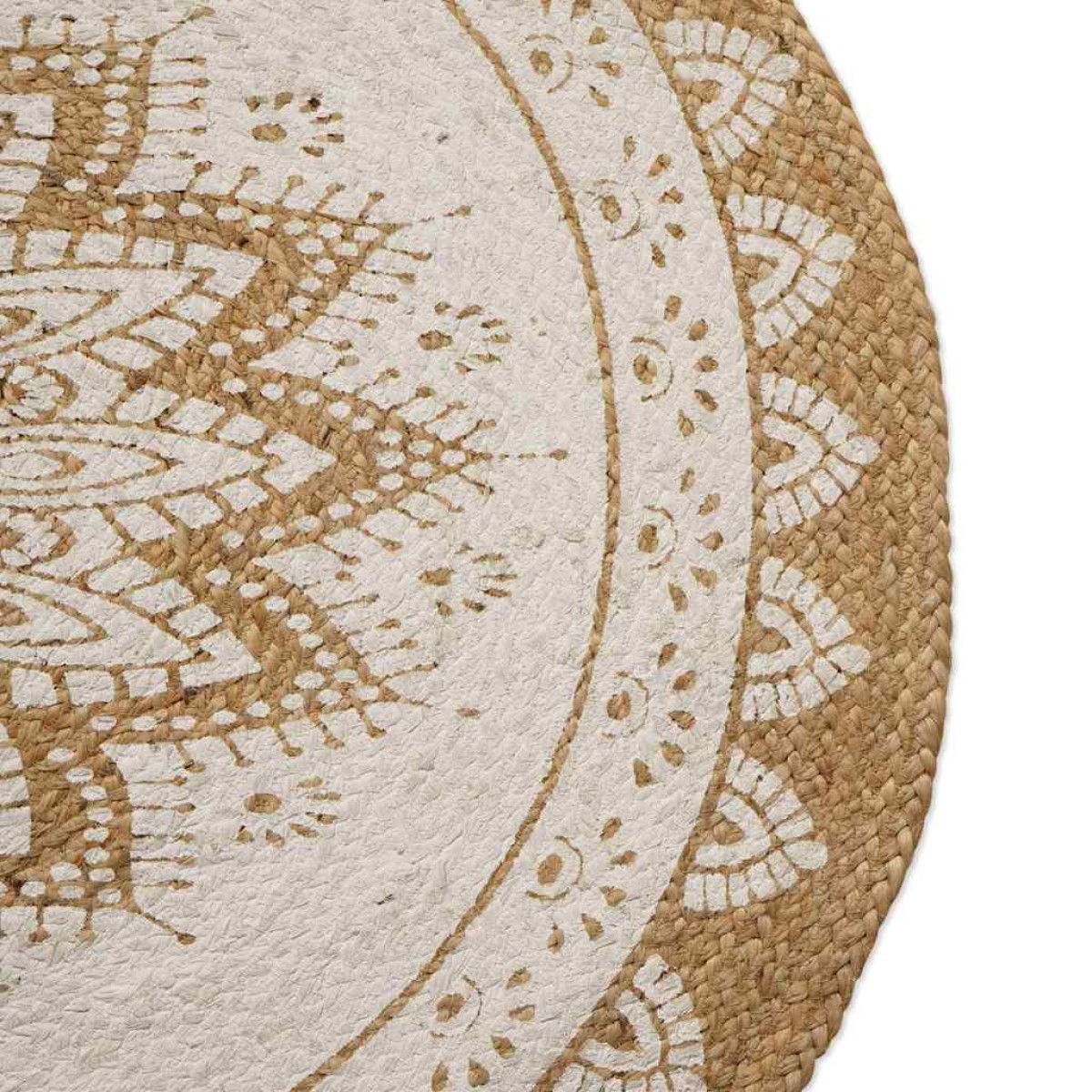 vidaXL Χαλιά χώρου Floral Φυσικό με Λευκή Εκτύπωση 122 x 183 cm Γιούτα
