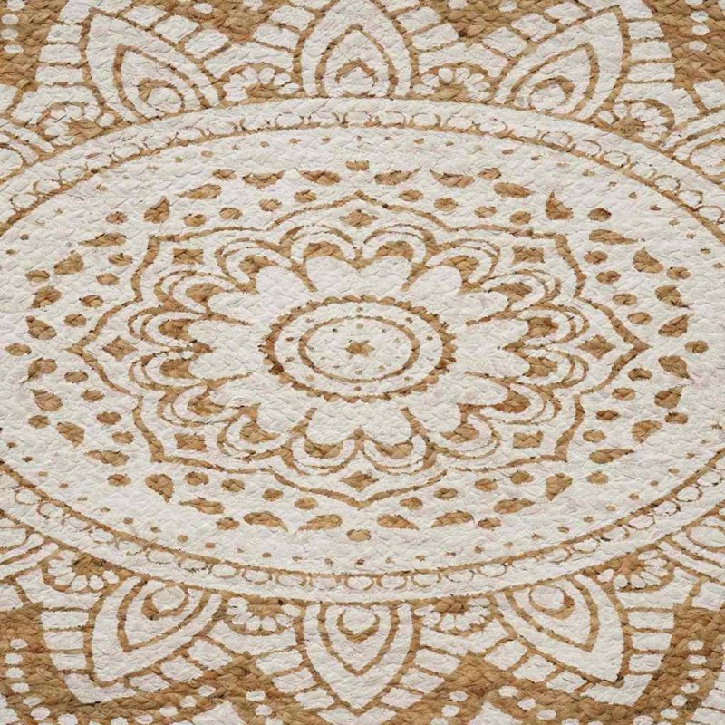 vidaXL Χαλιά χώρου Floral Φυσικό με Λευκή Εκτύπωση 152 x 245 εκ Γιούτα