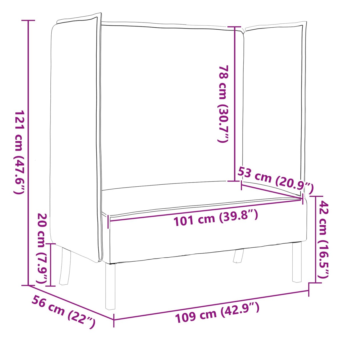 vidaXL Καναπές Υψηλής Πλάτης 101cm Ανοιχτό γκρι ύφασμα