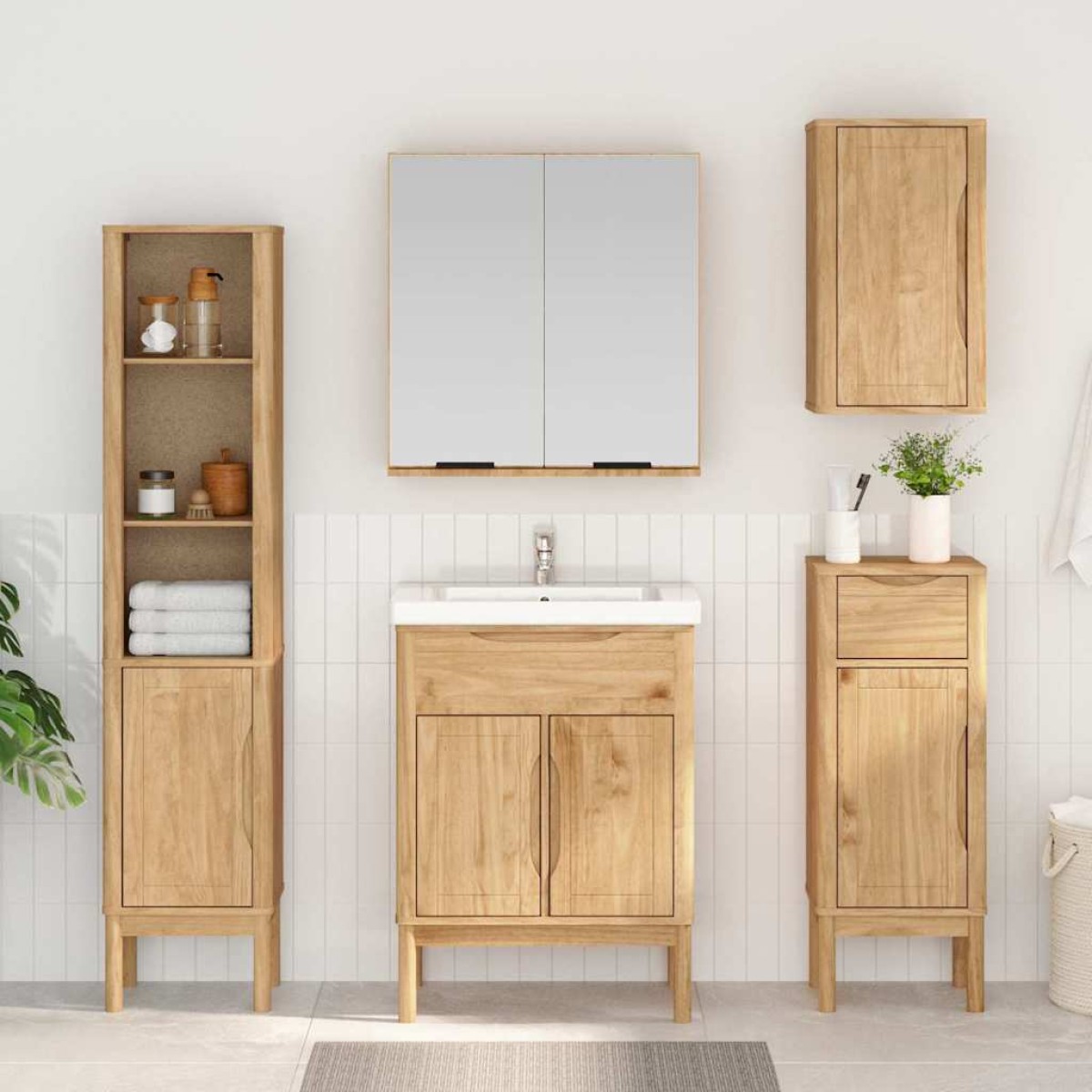 vidaXL Ντουλάπα τοίχου μπάνιου FLORO Κερωτό καφέ 35 x 30 x 60 cm