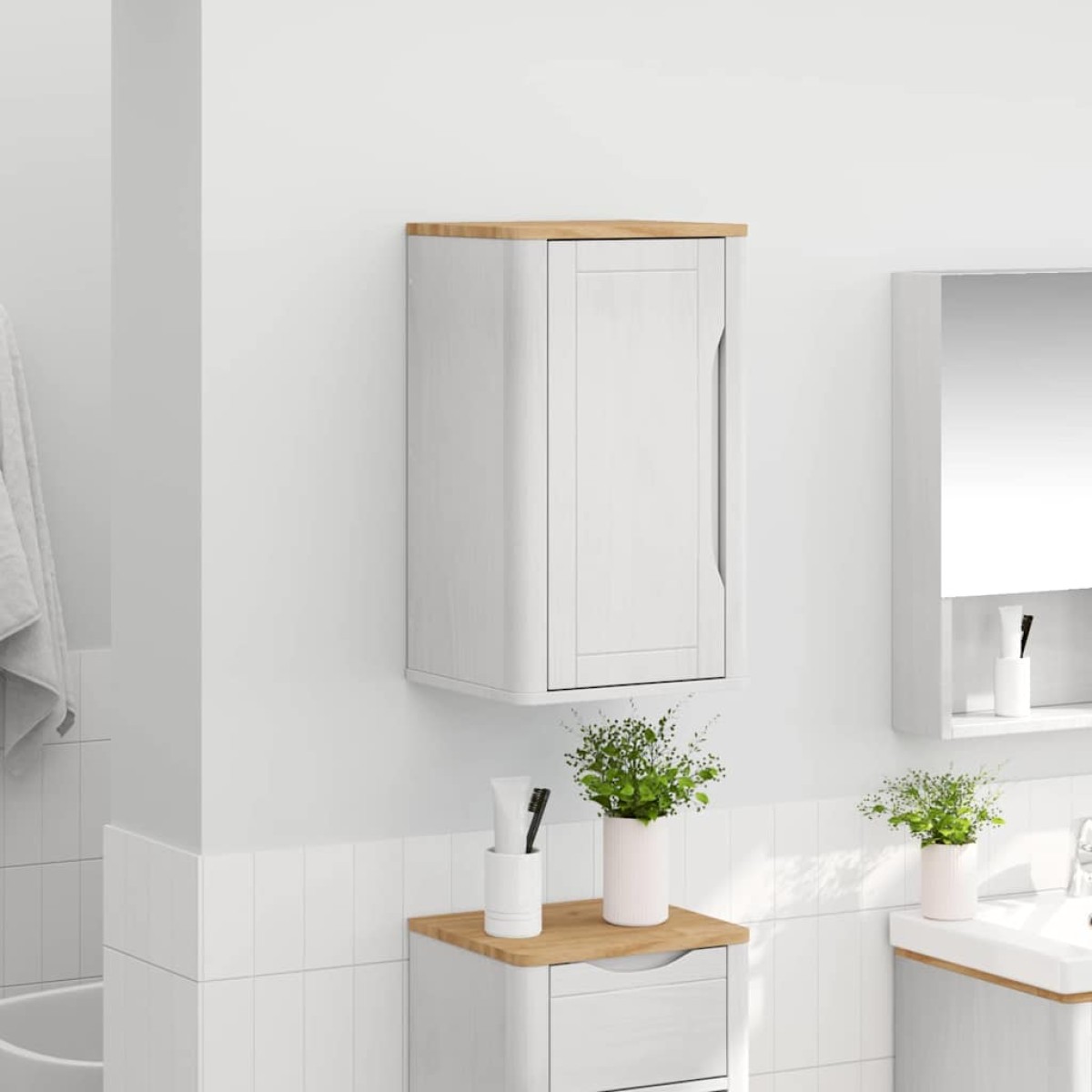vidaXL Ντουλάπα τοίχου μπάνιου με ράφι FLORO Λευκό 35 x 30 x 60 cm