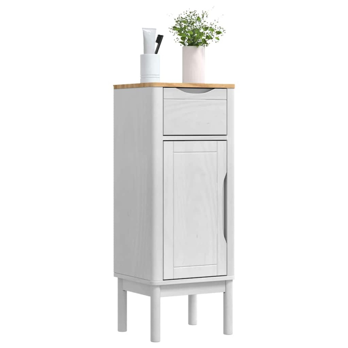vidaXL Ντουλάπι Μπάνιου FLORO Λευκό 35 x 30 x 90 cm Στερεό ξύλο πεύκου