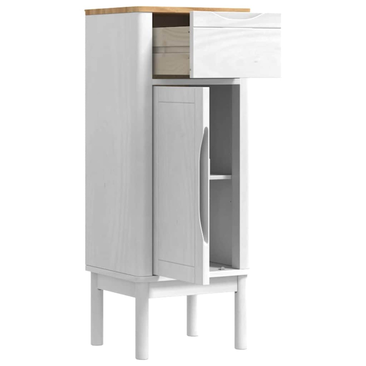 vidaXL Ντουλάπι Μπάνιου FLORO Λευκό 35 x 30 x 90 cm Στερεό ξύλο πεύκου