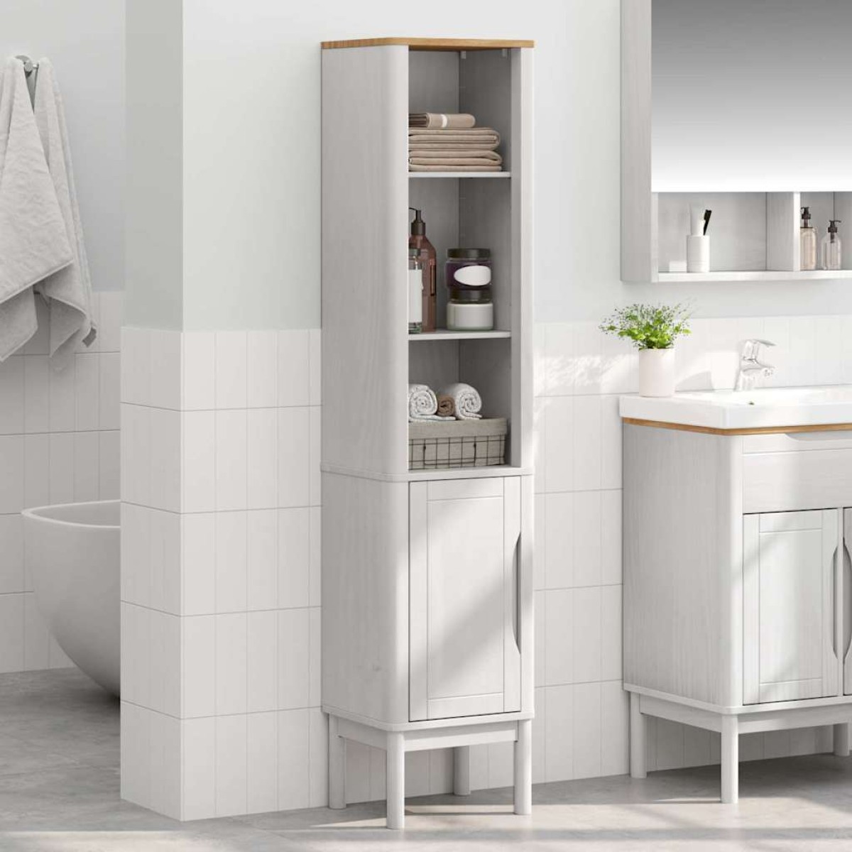 vidaXL Ψηλό ντουλάπι μπάνιου FLORO Λευκό 35 x 30 x 160 εκ