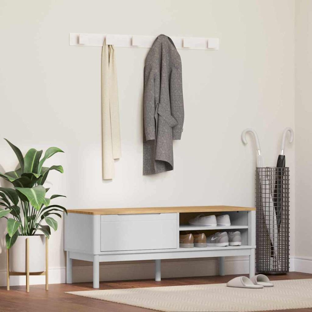 vidaXL Πάγκος Χωλ FLORO Λευκό 115 x 40 x 45 εκ Στερεό ξύλο πεύκου