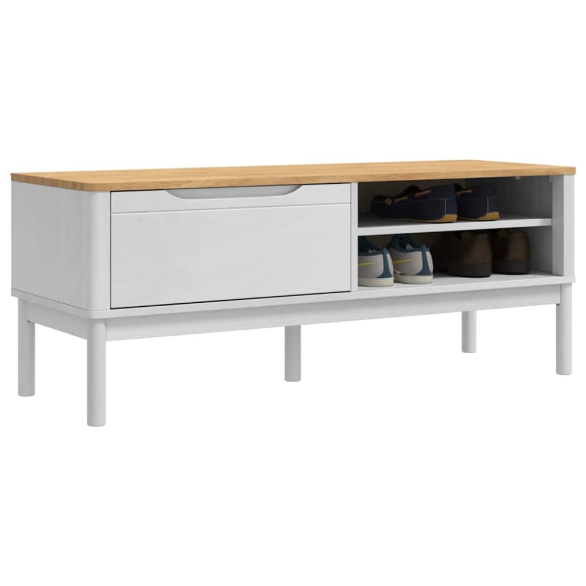 vidaXL Πάγκος Χωλ FLORO Λευκό 115 x 40 x 45 εκ Στερεό ξύλο πεύκου