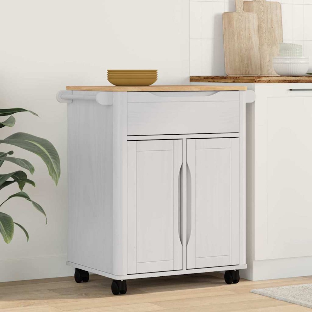 vidaXL Καρότσι Κουζίνας FLORO Λευκό 72,5 x 45 x 80 εκ