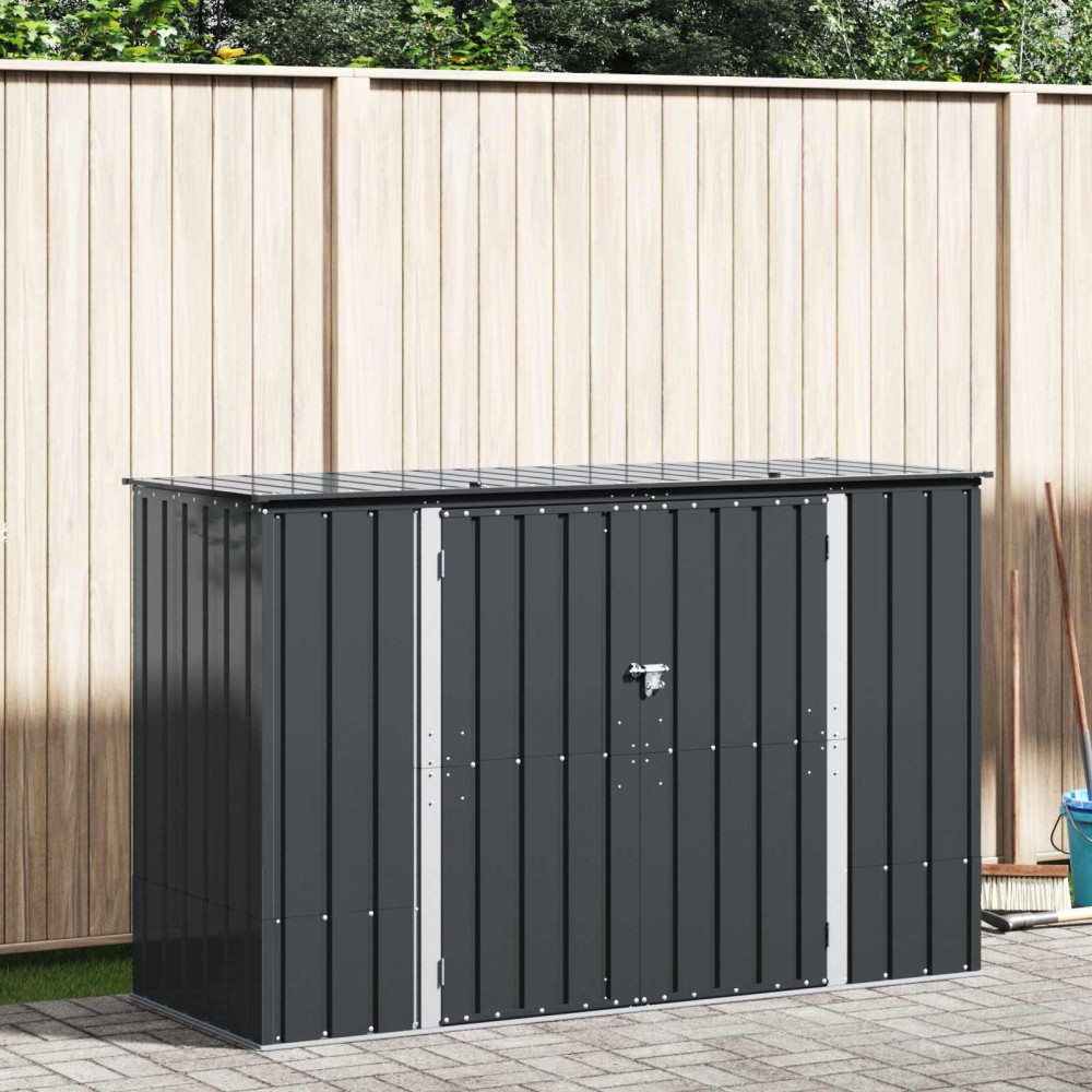 vidaXL Κουτί αποθήκευσης κήπου Μαύρο 214 x 82 x 132 εκ Ατσάλι