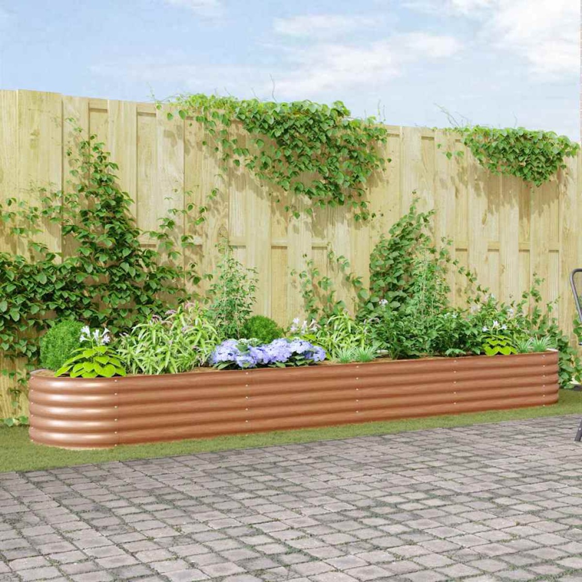 vidaXL Ανεβασμένο Κρεβάτι Καφέ 400 x 80 x 44 cm Ατσάλι