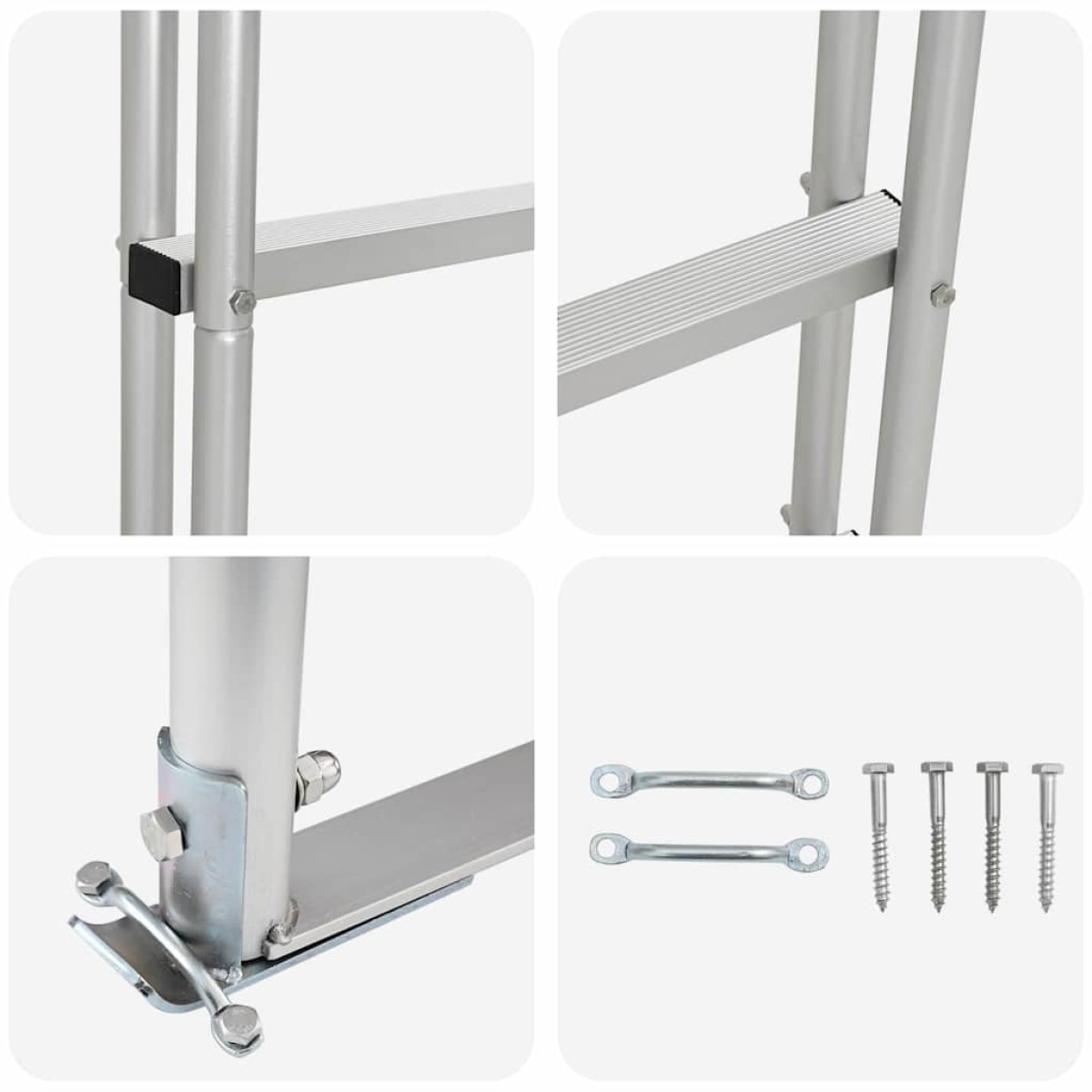 vidaXL 3-Βήμα Σκάλα για Μώλο Ασημί 45 x 11,5 x 134 εκ Αλουμίνιο