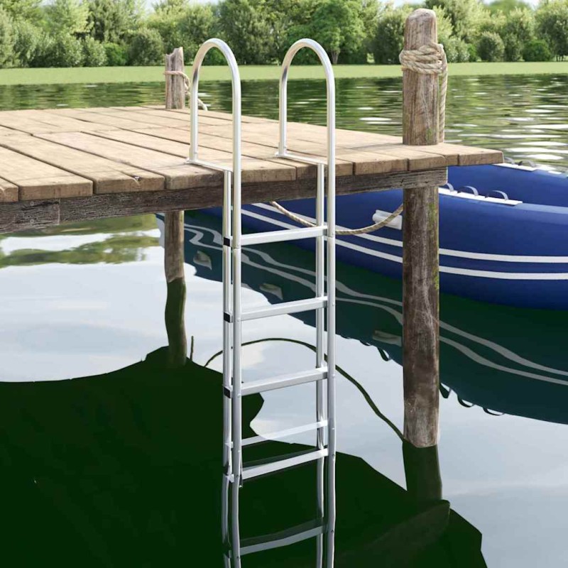 vidaXL Σκάλα Ντεκ 4 Σκαλοπατιών Ασημί 45 ×11,5 ×162 εκ Αλουμίνιο