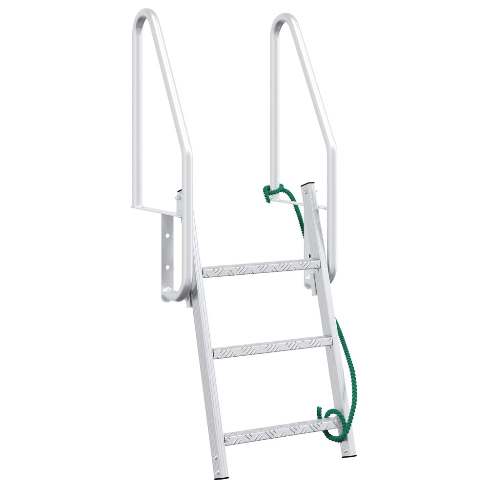 vidaXL 3-Βήμα Σκάλα για Μώλο Ασημί 58 x 77 x 144 εκ Αλουμίνιο