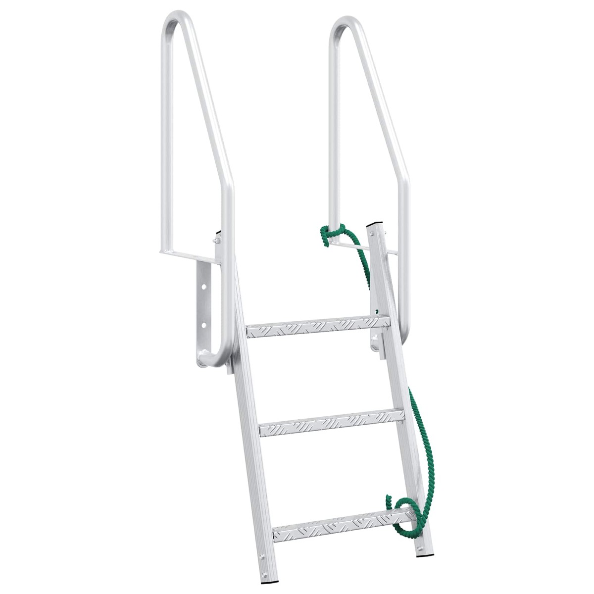 vidaXL 3-Βήμα Σκάλα για Μώλο Ασημί 58 x 77 x 144 εκ Αλουμίνιο