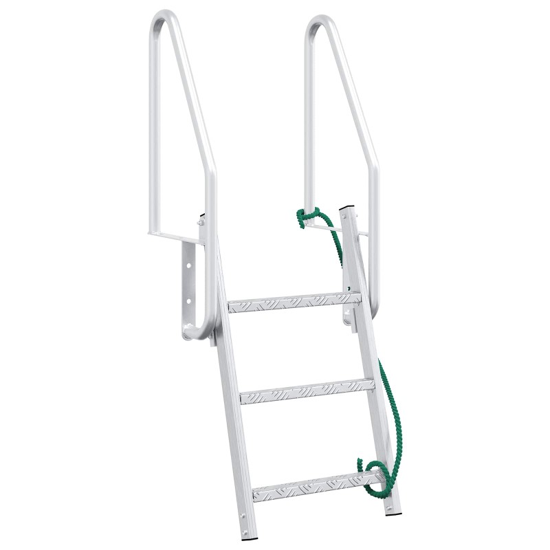 vidaXL 3-Βήμα Σκάλα για Μώλο Ασημί 58 x 77 x 144 εκ Αλουμίνιο