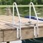vidaXL 3-Βήμα Σκάλα για Μώλο Ασημί 58 x 77 x 144 εκ Αλουμίνιο