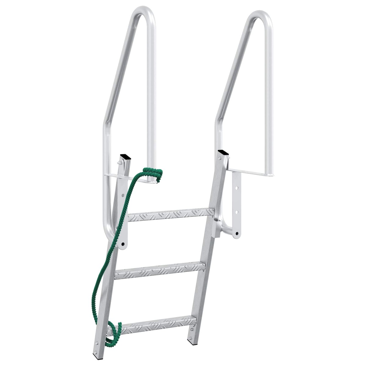 vidaXL 3-Βήμα Σκάλα για Μώλο Ασημί 58 x 77 x 144 εκ Αλουμίνιο