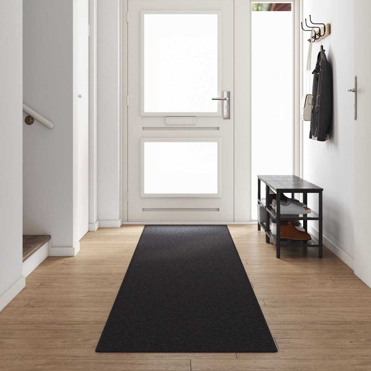 vidaXL Δερμάτινο Χαλί Ανθρακί 80 x 500 cm 100% Πολυπροπυλένιο
