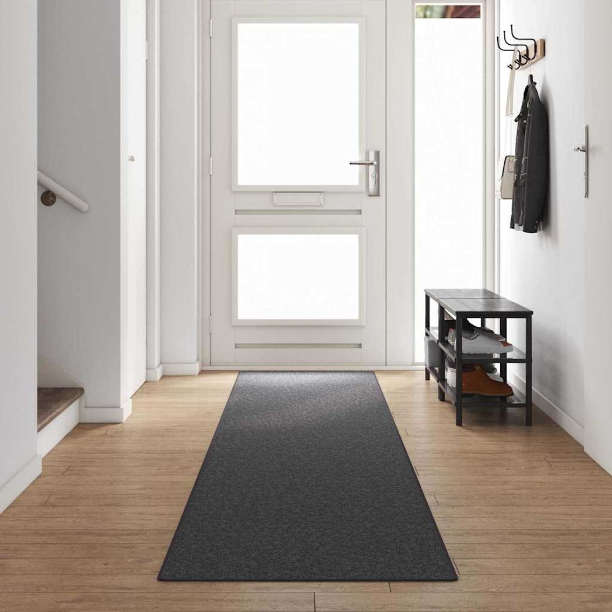 vidaXL Δερμάτινο Χαλί Σκούρο Γκρι 80 x 500 cm 100% Πολυπροπυλένιο