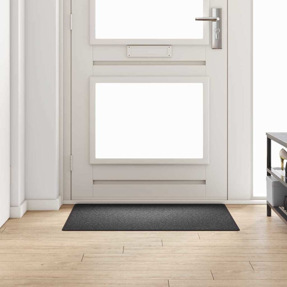 vidaXL Δερμάτινο Χαλί Σκούρο Γκρι 100 x 100 cm 100% Πολυπροπυλένιο