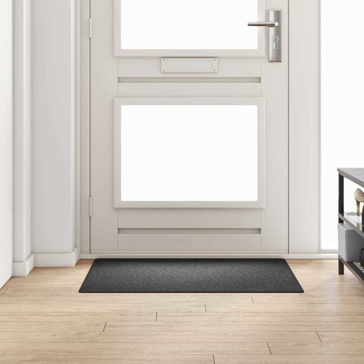 vidaXL Δερμάτινο Χαλί Σκούρο Γκρι 100 x 100 cm 100% Πολυπροπυλένιο