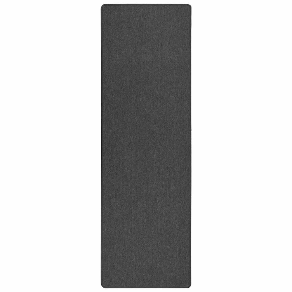 vidaXL Δερμάτινο Χαλί Σκούρο Γκρι 100 x 300 cm 100% Πολυπροπυλένιο