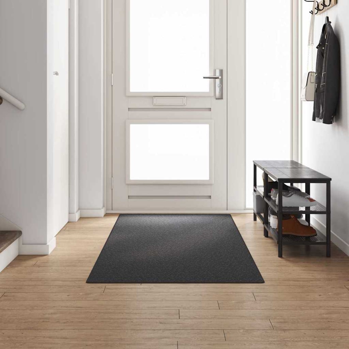 vidaXL Δερμάτινο Χαλί Σκούρο Γκρι 100 x 300 cm 100% Πολυπροπυλένιο