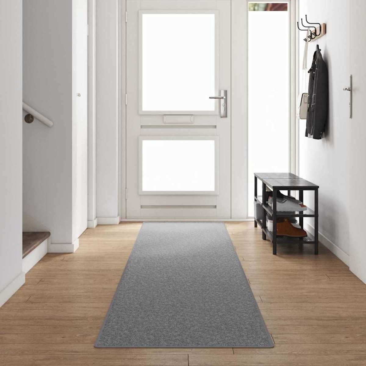 vidaXL Δερμάτινο Χαλί Ανοιχτό γκρι 80 x 500 cm 100% Πολυπροπυλένιο