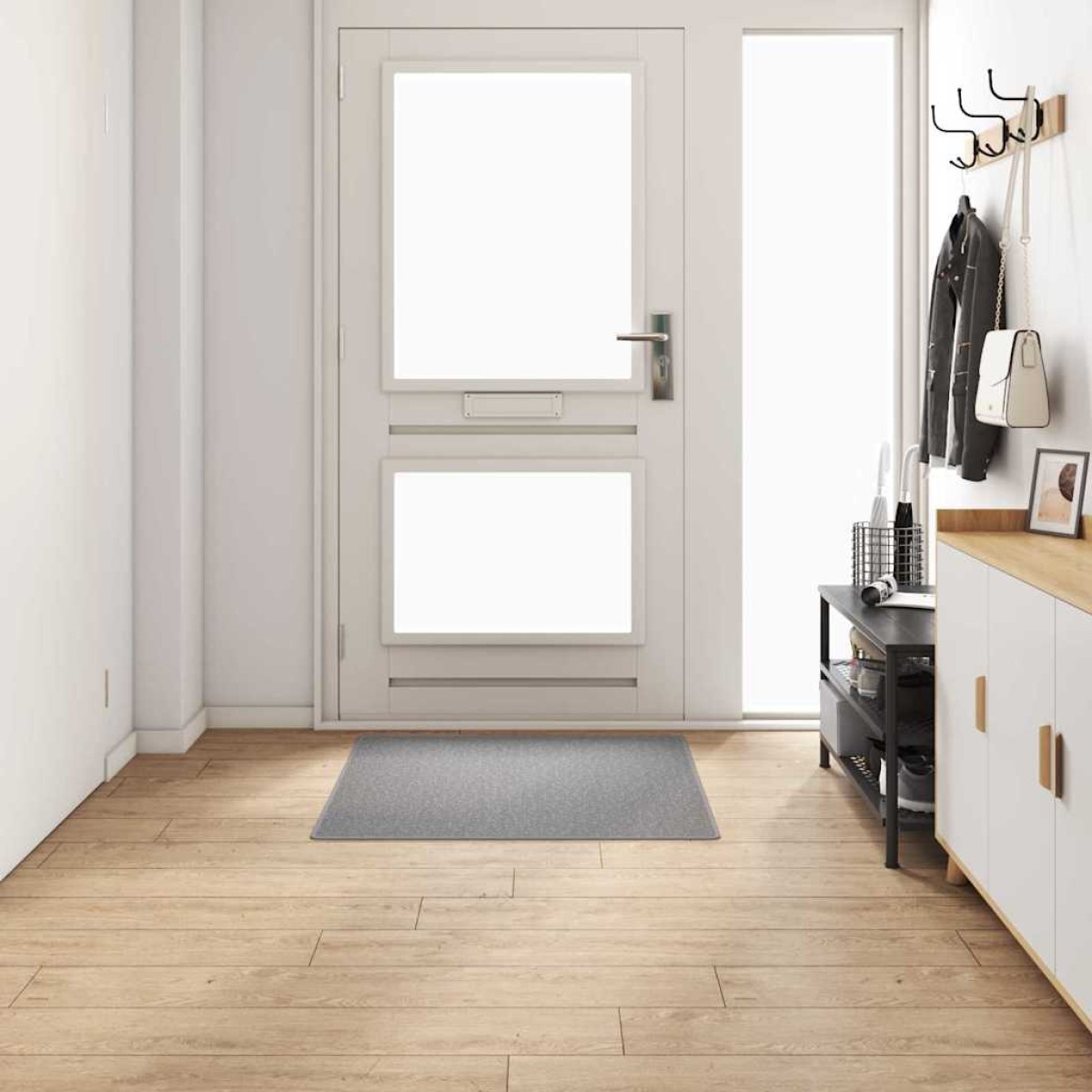 vidaXL Δερμάτινο Χαλί Ανοιχτό γκρι 100 x 100 cm 100% Πολυπροπυλένιο