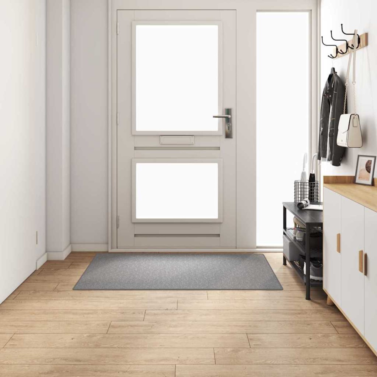 vidaXL Δερμάτινο Χαλί Ανοιχτό γκρι 100 x 150 cm 100% Πολυπροπυλένιο