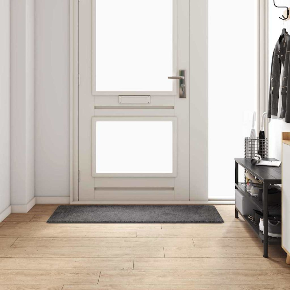 vidaXL Δερμάτινο Χαλί Γκρι 50 x 150 cm 100% Πολυπροπυλένιο Τούφτα