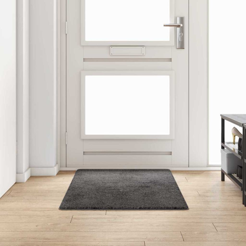 vidaXL Δερμάτινο Χαλί Γκρι 80 x 150 cm 100% Πολυπροπυλένιο Τούφτα