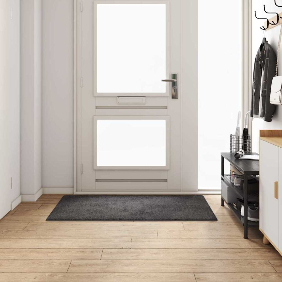 vidaXL Δερμάτινο Χαλί Γκρι 80 x 150 cm 100% Πολυπροπυλένιο Τούφτα
