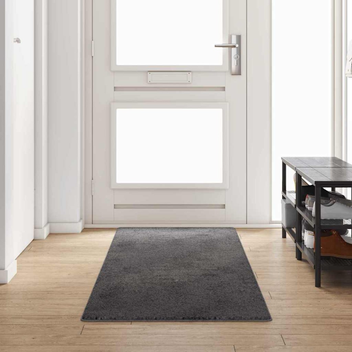 vidaXL Δερμάτινο Χαλί Γκρι 80 x 300 cm 100% Πολυπροπυλένιο Τούφτα