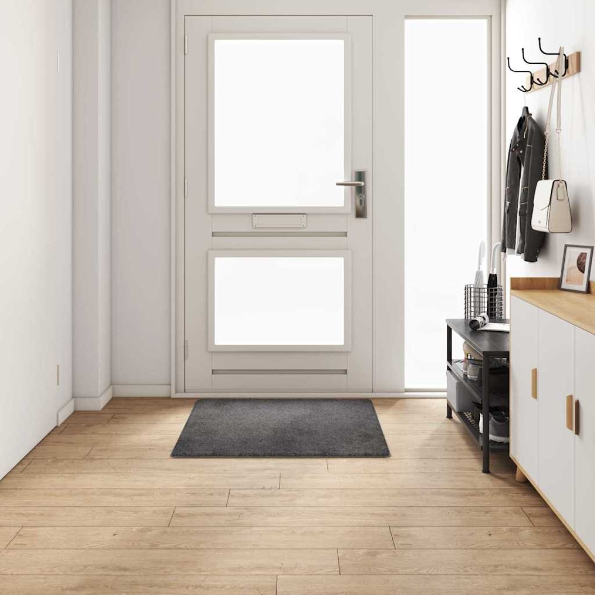 vidaXL Δερμάτινο Χαλί Γκρι 100 x 100 cm 100% Πολυπροπυλένιο Τούφτα
