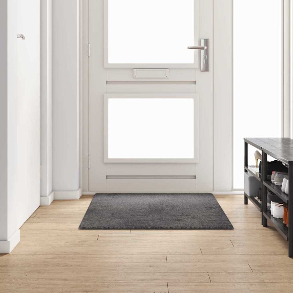 vidaXL Δερμάτινο Χαλί Γκρι 100 x 150 cm 100% Πολυπροπυλένιο Τούφτα