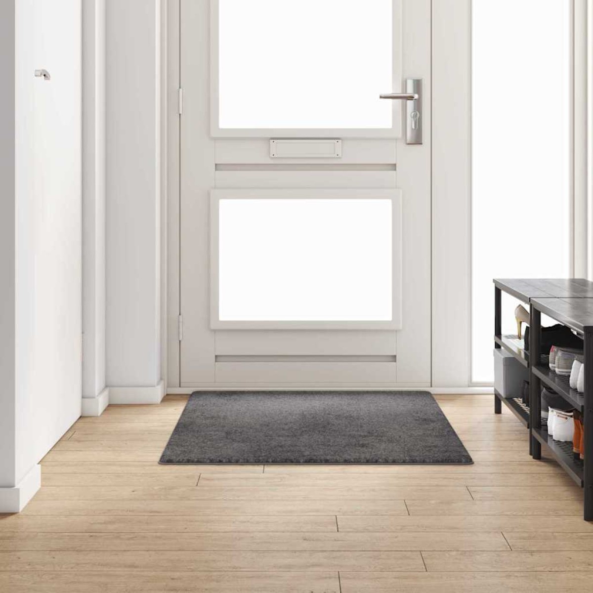 vidaXL Δερμάτινο Χαλί Γκρι 100 x 150 cm 100% Πολυπροπυλένιο Τούφτα