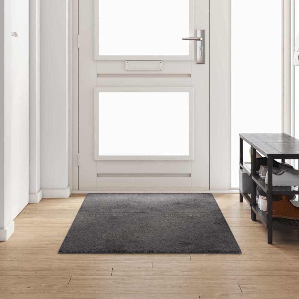 vidaXL Δερμάτινο Χαλί Γκρι 100 x 250 cm 100% Πολυπροπυλένιο Τούφτα