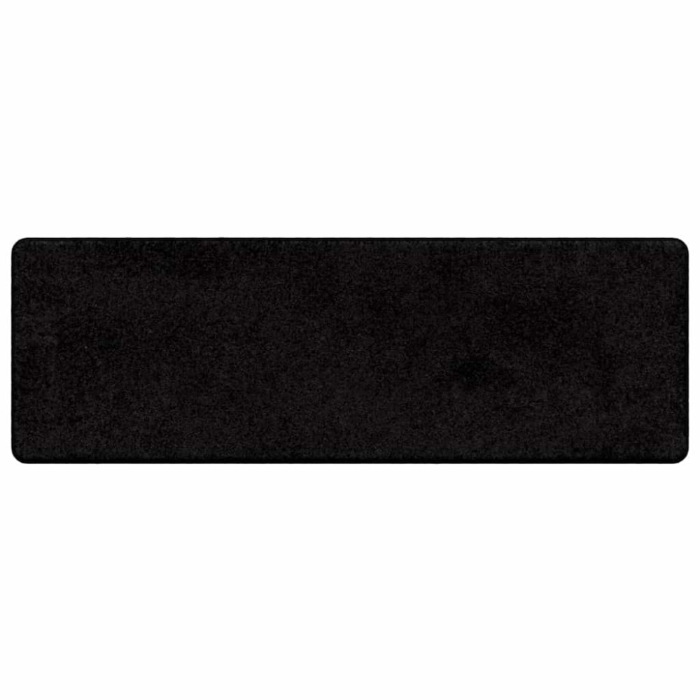 vidaXL Δερμάτινο Χαλί Μαύρο 50 x 150 cm 100% Πολυπροπυλένιο Τούφτα