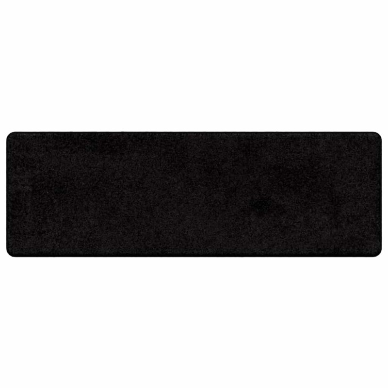 vidaXL Δερμάτινο Χαλί Μαύρο 50 x 150 cm 100% Πολυπροπυλένιο Τούφτα