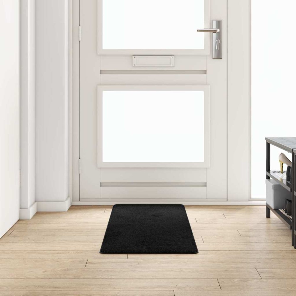 vidaXL Δερμάτινο Χαλί Μαύρο 50 x 150 cm 100% Πολυπροπυλένιο Τούφτα